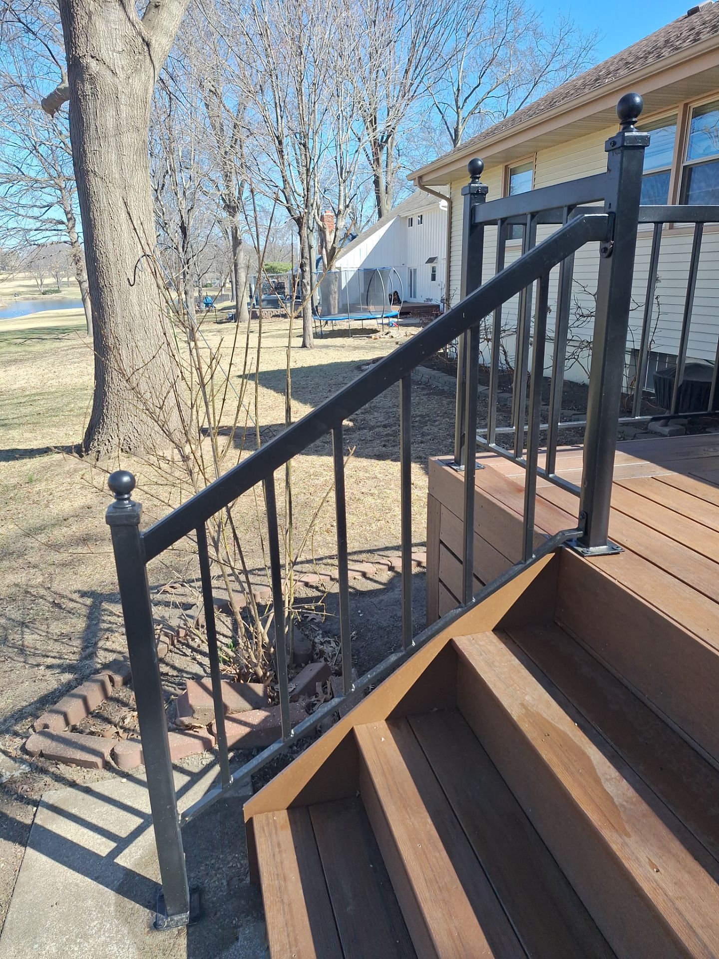 black handrail on steps